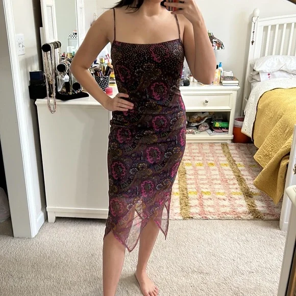 Rampage | Dresses | Vintage Rampage Dress S Y2k Sleeveless Micro Mesh  Printed Asymmetrical Fairy | Poshmark
